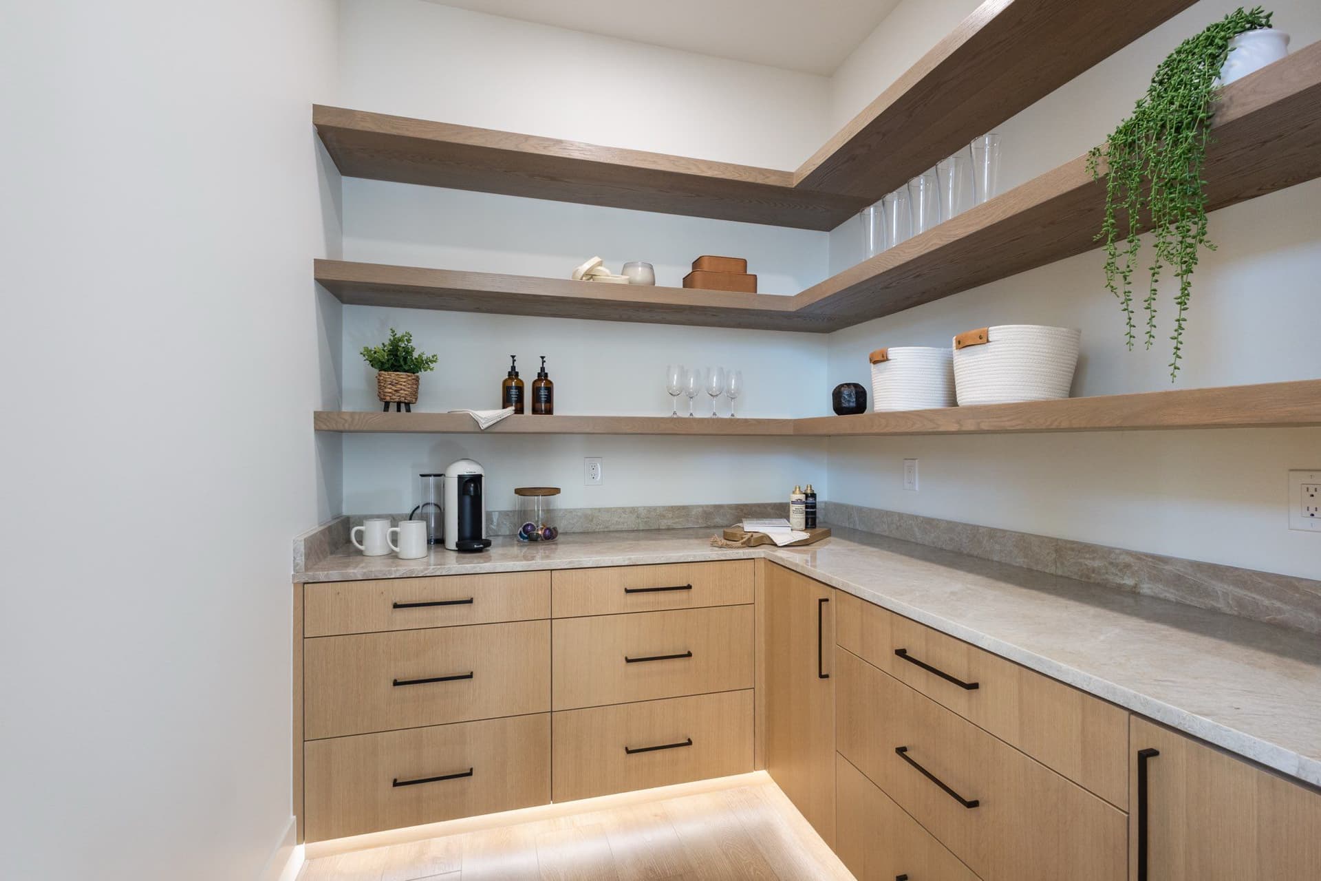 Elegant Kitchen Pantry with LED Lighting image